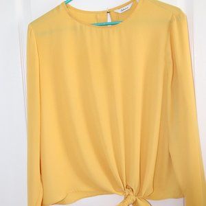 Yellow Blouse with Tie Bottom